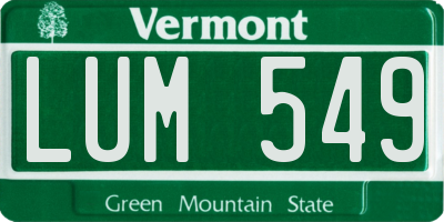 VT license plate LUM549