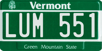VT license plate LUM551