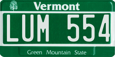 VT license plate LUM554