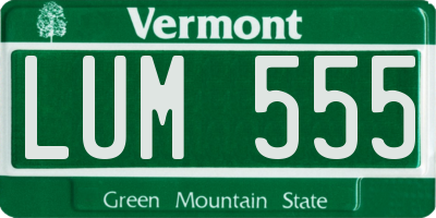 VT license plate LUM555