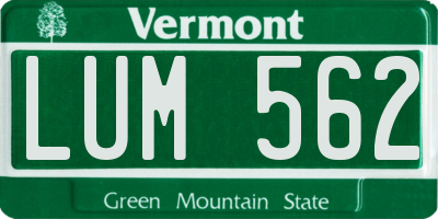 VT license plate LUM562