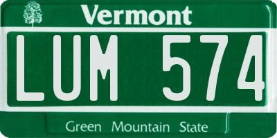 VT license plate LUM574