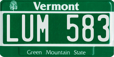 VT license plate LUM583