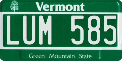 VT license plate LUM585
