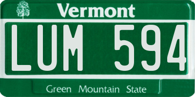 VT license plate LUM594