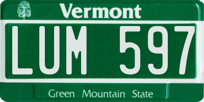 VT license plate LUM597