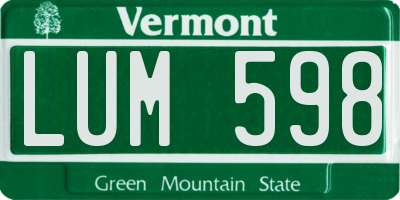 VT license plate LUM598