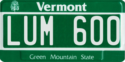 VT license plate LUM600