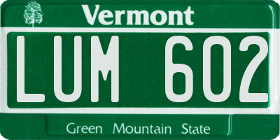 VT license plate LUM602