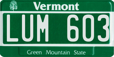VT license plate LUM603