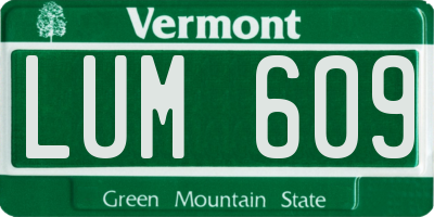 VT license plate LUM609