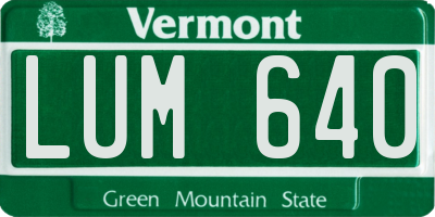 VT license plate LUM640