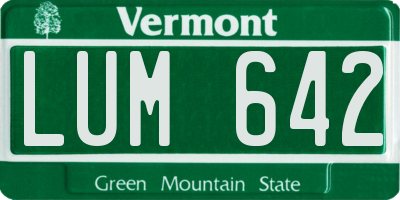 VT license plate LUM642