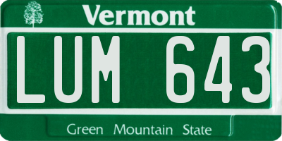 VT license plate LUM643