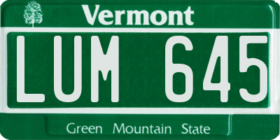 VT license plate LUM645