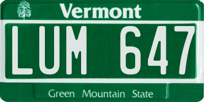 VT license plate LUM647