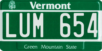 VT license plate LUM654