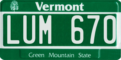 VT license plate LUM670