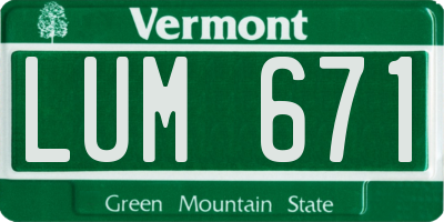 VT license plate LUM671
