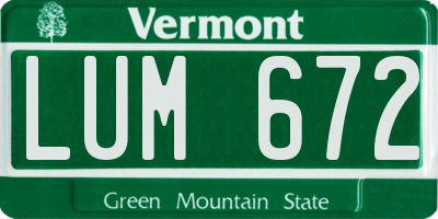 VT license plate LUM672