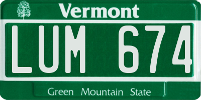 VT license plate LUM674