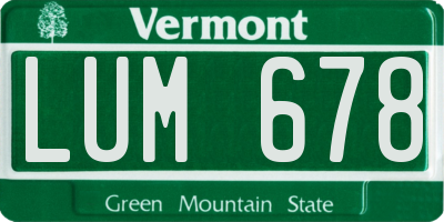VT license plate LUM678