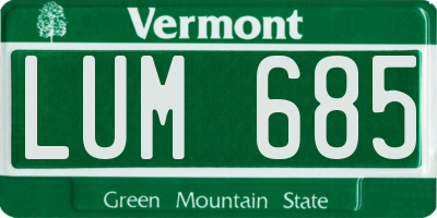 VT license plate LUM685