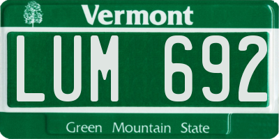 VT license plate LUM692