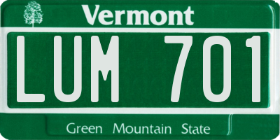 VT license plate LUM701
