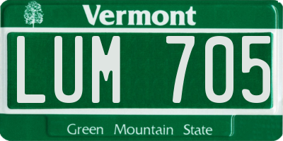 VT license plate LUM705