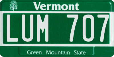 VT license plate LUM707