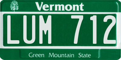 VT license plate LUM712