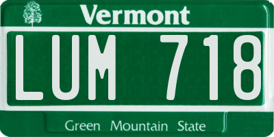 VT license plate LUM718
