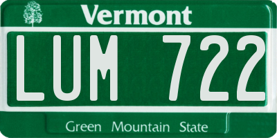 VT license plate LUM722