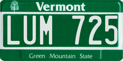 VT license plate LUM725