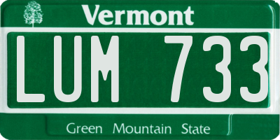 VT license plate LUM733