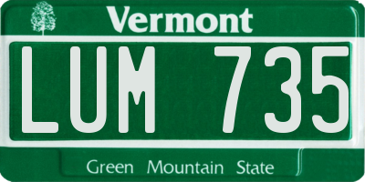VT license plate LUM735