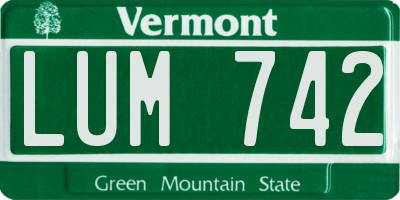 VT license plate LUM742