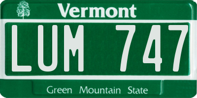 VT license plate LUM747