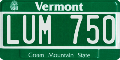 VT license plate LUM750