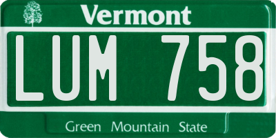 VT license plate LUM758
