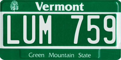 VT license plate LUM759