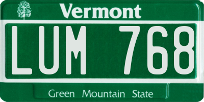 VT license plate LUM768