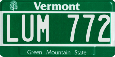 VT license plate LUM772