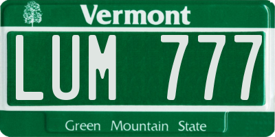 VT license plate LUM777