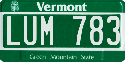VT license plate LUM783