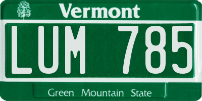VT license plate LUM785