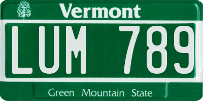 VT license plate LUM789