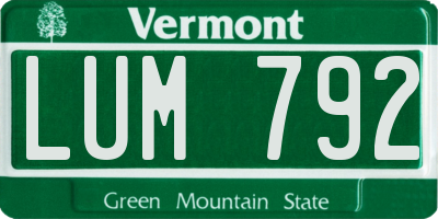 VT license plate LUM792