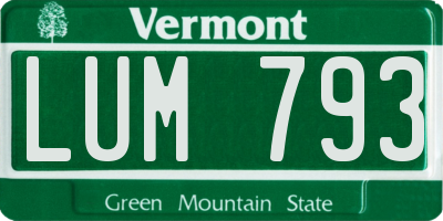 VT license plate LUM793